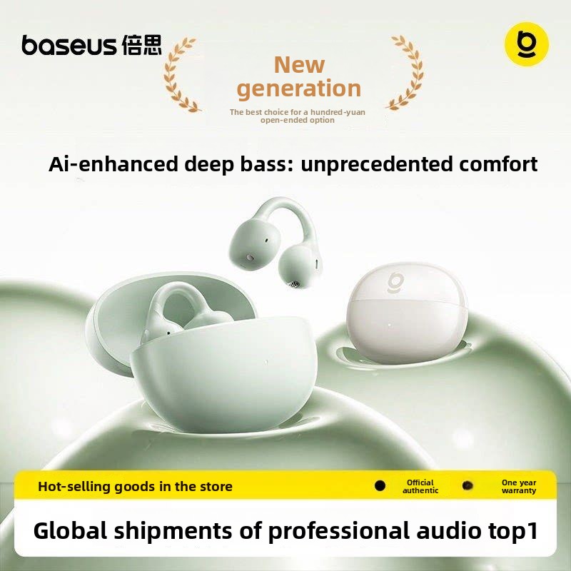 Air Conduction Open Ear Running Earbuds - BASEUS BC1 Ear Clip Bluetooth 5