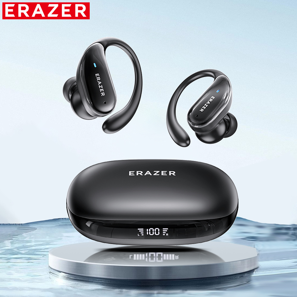 Silicone Ear Hooks Sports Headphones - ERAZER XT80pro TWS AI Bluetooth Earphones