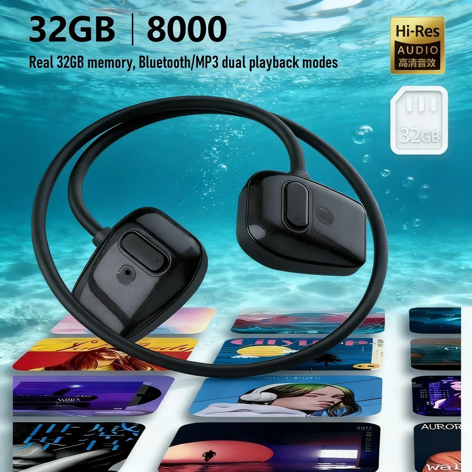 Swimming Bone Conduction Earphones Ip68 Mp3 - Open Bone Conduction Bluetooth Headphones with