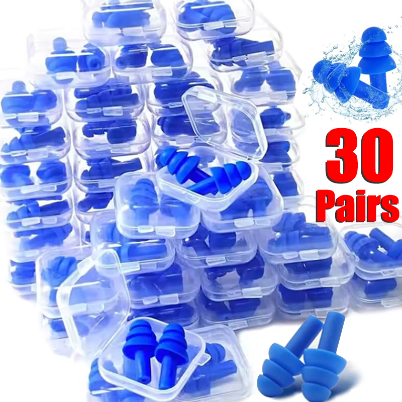 Waterproof Swimming Earplugs Silicone - 30-1Pair Soft Silicone Earplugs Waterproof Swimming