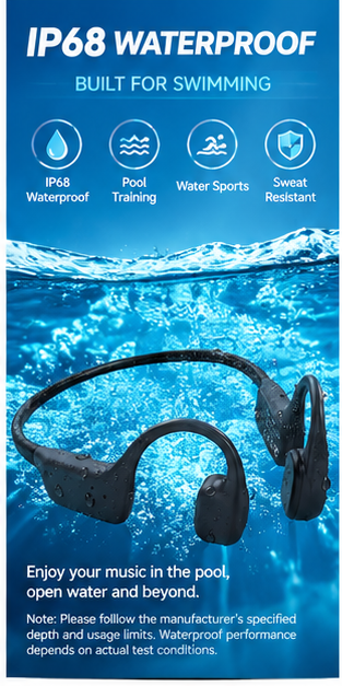 IP68 Waterproof Swimming Bone  - Swimming Bone Conduction Earphones Ip68 Mp3 ulasan dan harga