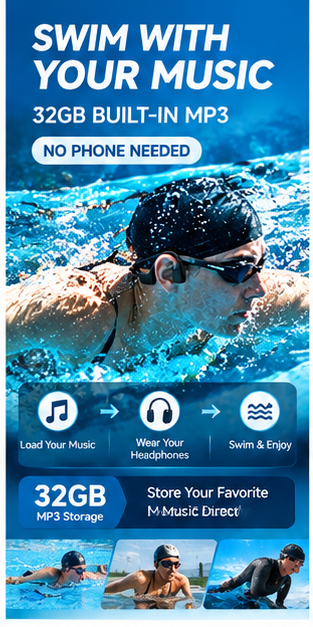 IP68 Waterproof Swimming Bone  - Swimming Bone Conduction Earphones Ip68 Mp3 ulasan dan harga