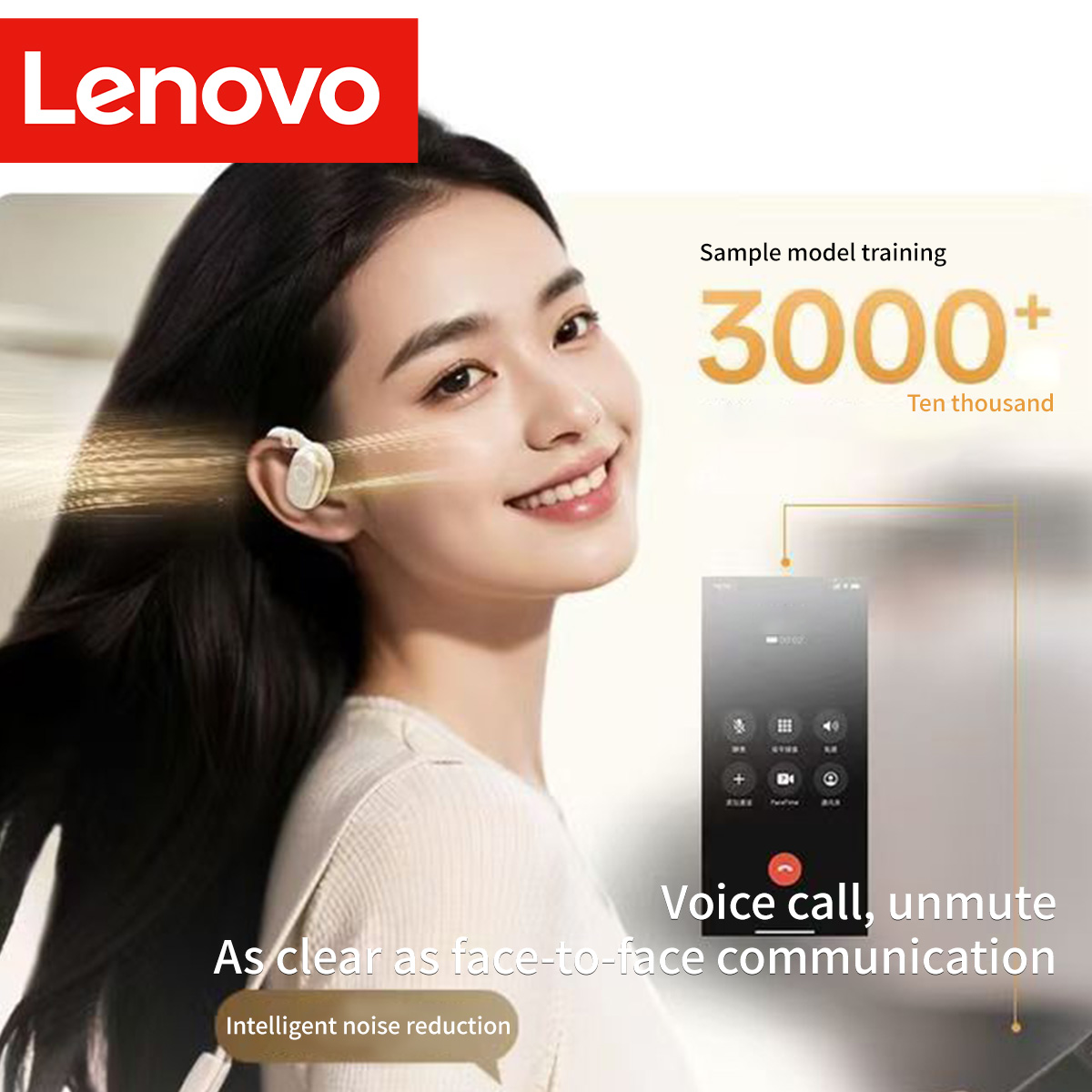 Lenovo EA366 Earhook Headphone - Bone Conduction Headphones Bluetooth 5.3 ulasan dan harga