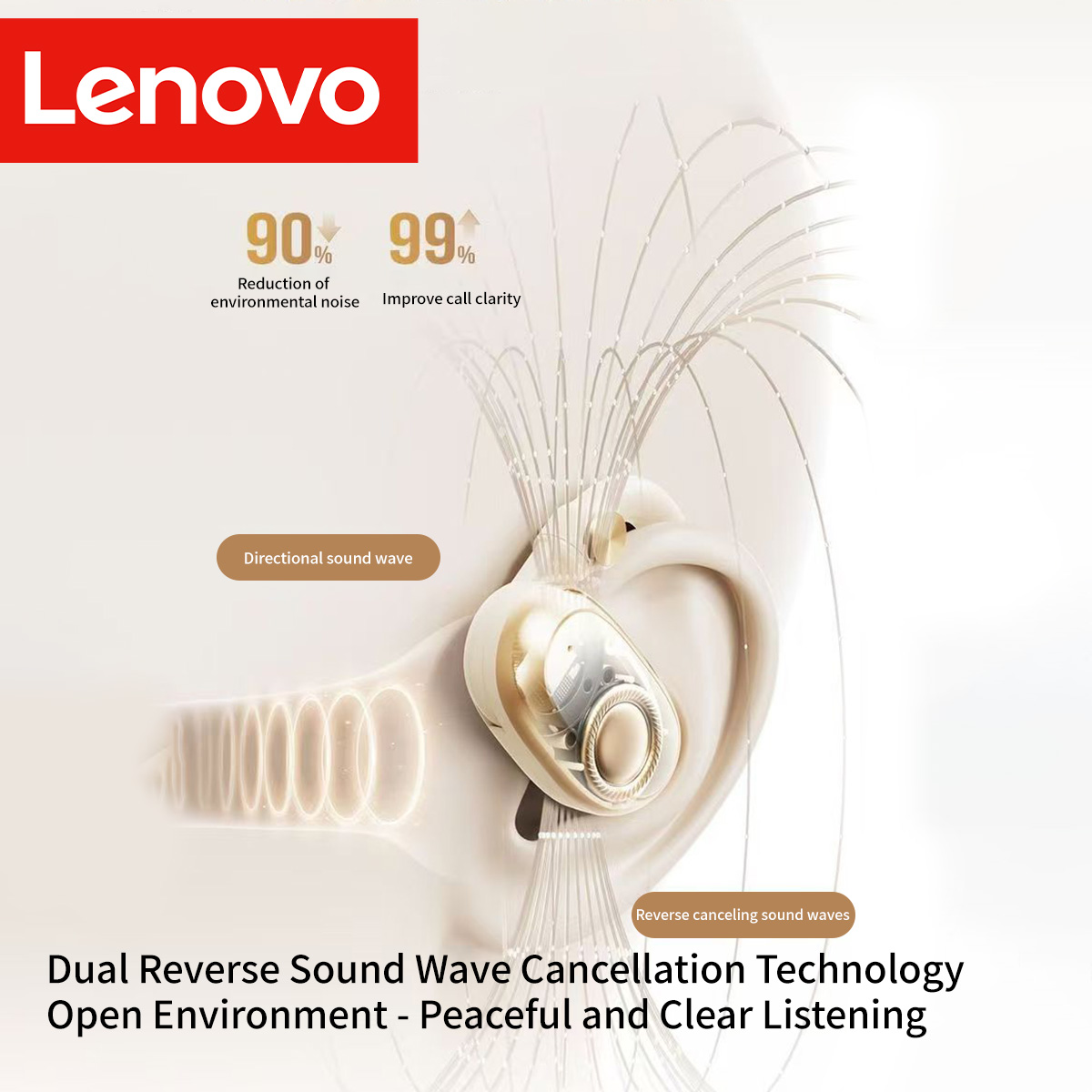 Lenovo EA366 Earhook Headphone - Bone Conduction Headphones Bluetooth 5.3 ulasan dan harga