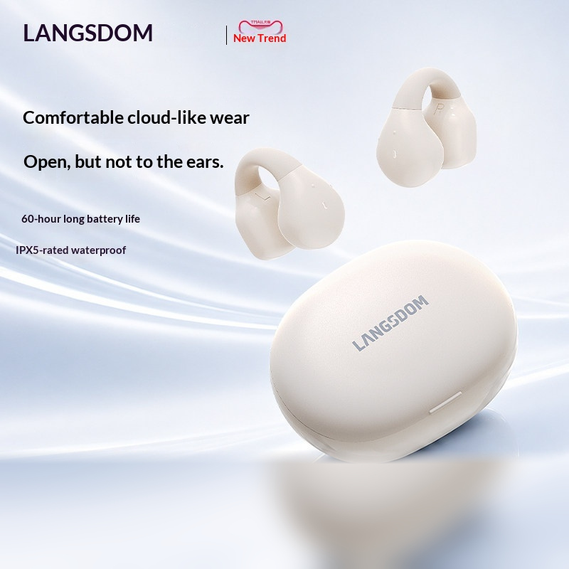 LANGSDOM TS03PRO Open Ear Clip - Air Conduction Open Ear Running Earbuds ulasan dan harga