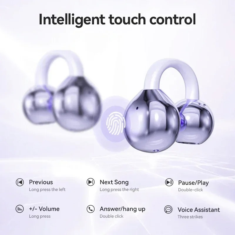 Wireless Ear‑Clip Open‑Ear Ear - Bone Conduction Headphones Bluetooth 5.3 ulasan dan harga