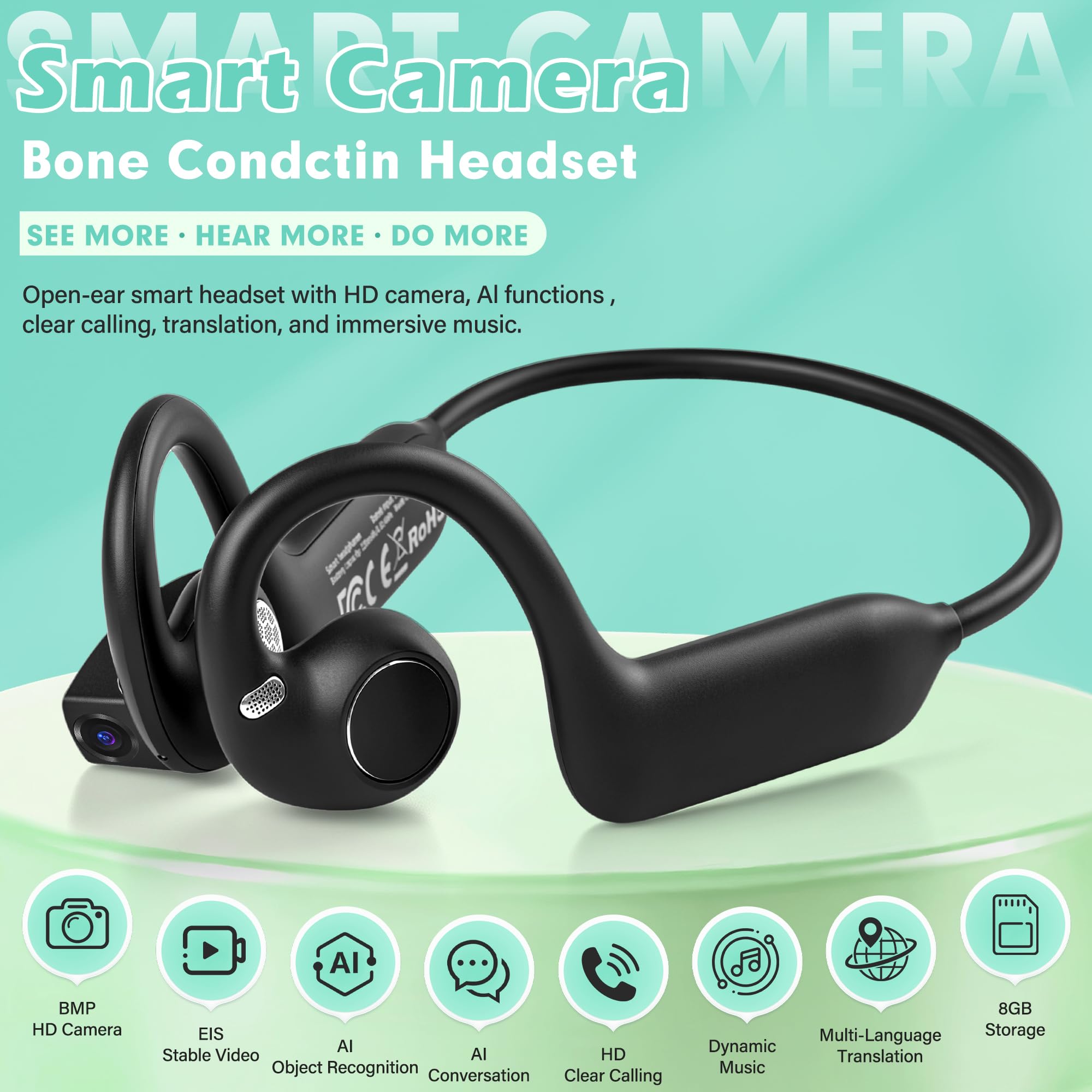 E12 Ear Hook Bone Conduction H - Bone Conduction Headphones Bluetooth 5.3 ulasan dan harga