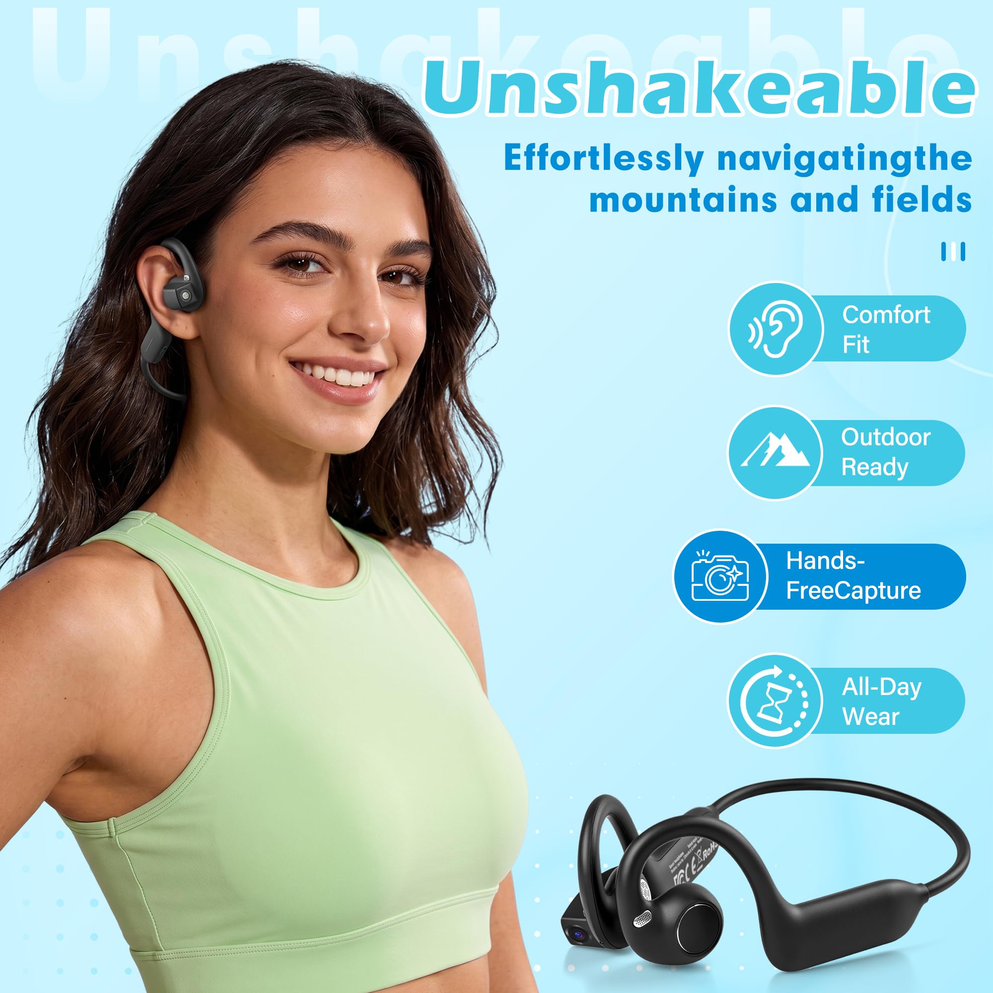 E12 Ear Hook Bone Conduction H - Bone Conduction Headphones Bluetooth 5.3 ulasan dan harga