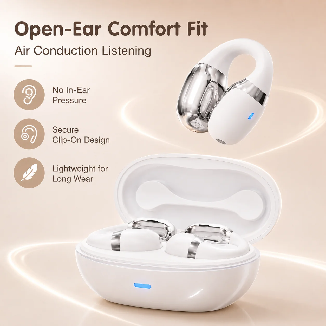 Gaming Headset Bluetooth Headp - Air Conduction Open Ear Running Earbuds ulasan dan harga