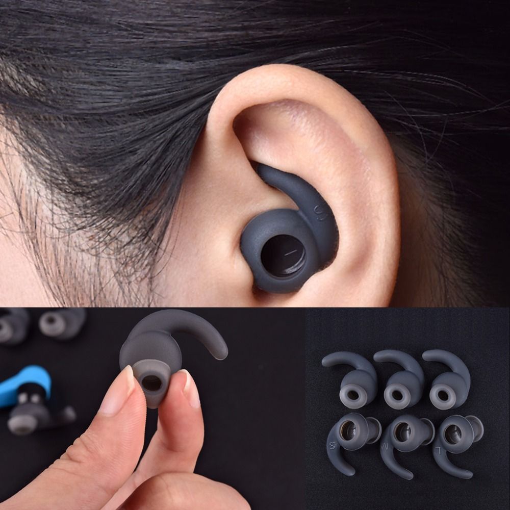 3 Pairs S/M/L In-ear Sports He - Silicone Ear Hooks Sports Headphones ulasan dan harga