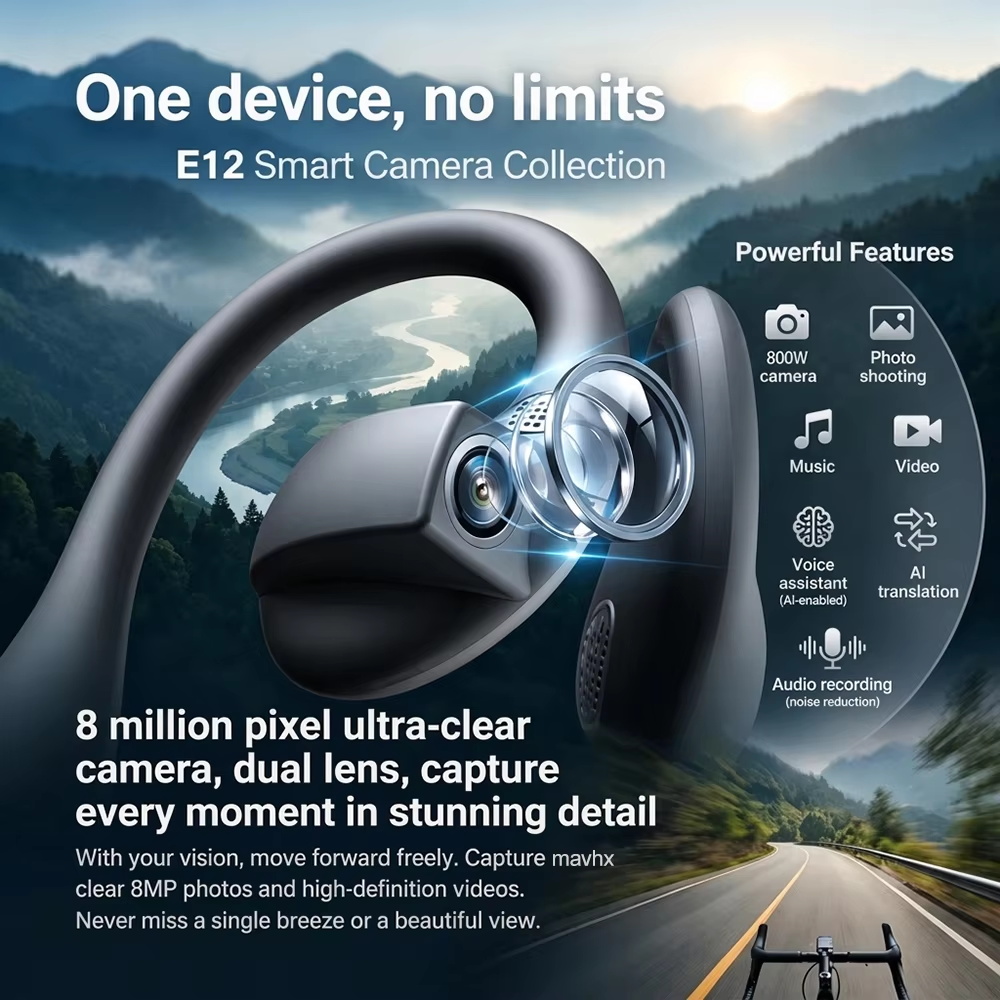 E12 Ear Hook Bone Conduction H - Bone Conduction Headphones Bluetooth 5.3 ulasan dan harga