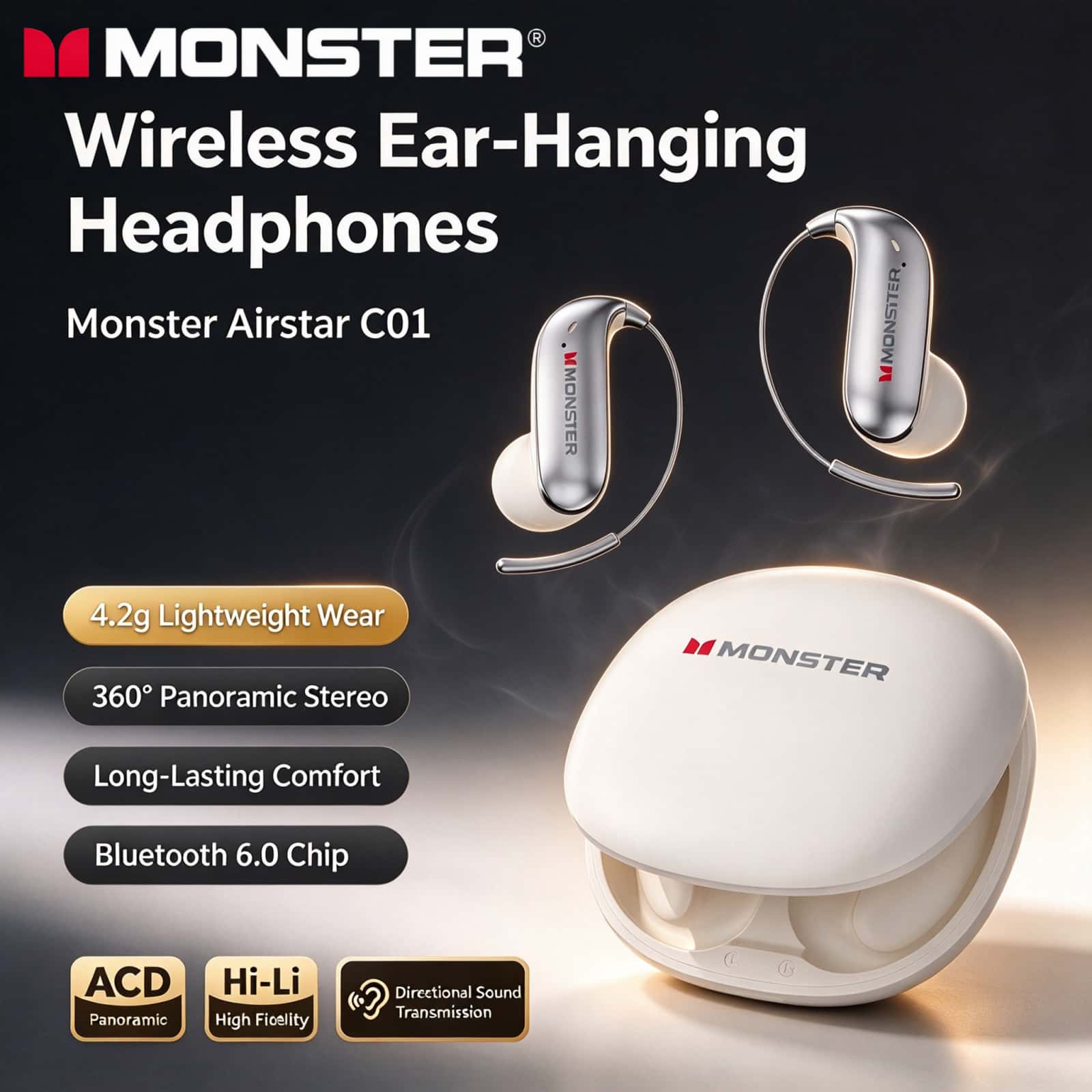 Monster C01 Sports Earphones O - Silicone Ear Hooks Sports Headphones ulasan dan harga