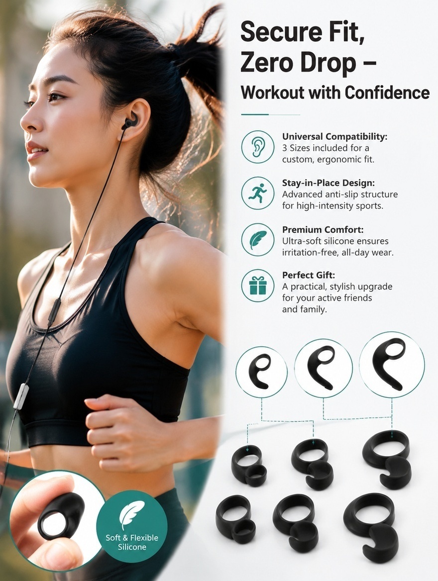 6Pcs Earphone Clip Hook Silico - Silicone Ear Hooks Sports Headphones ulasan dan harga