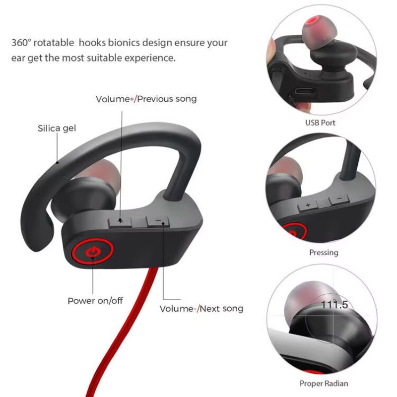 2026 Sports Neckband Wireless  - Silicone Ear Hooks Sports Headphones ulasan dan harga